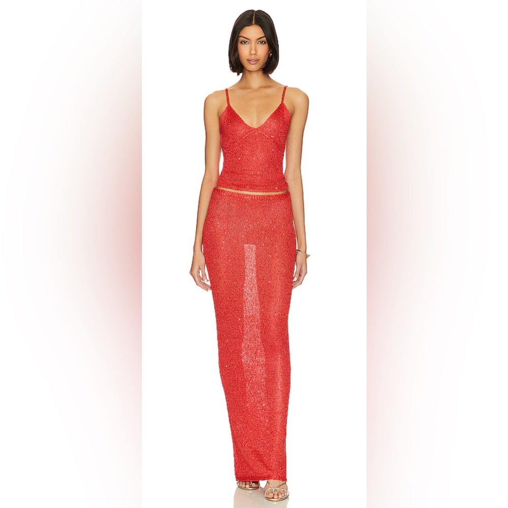 Elegant Red Skirt Set